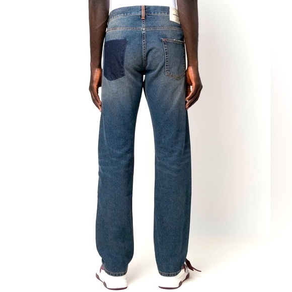 Heron Preston Jeans Mens Relaxed Fit High Rise Logo Denim Straight Leg - Picture 2 of 8